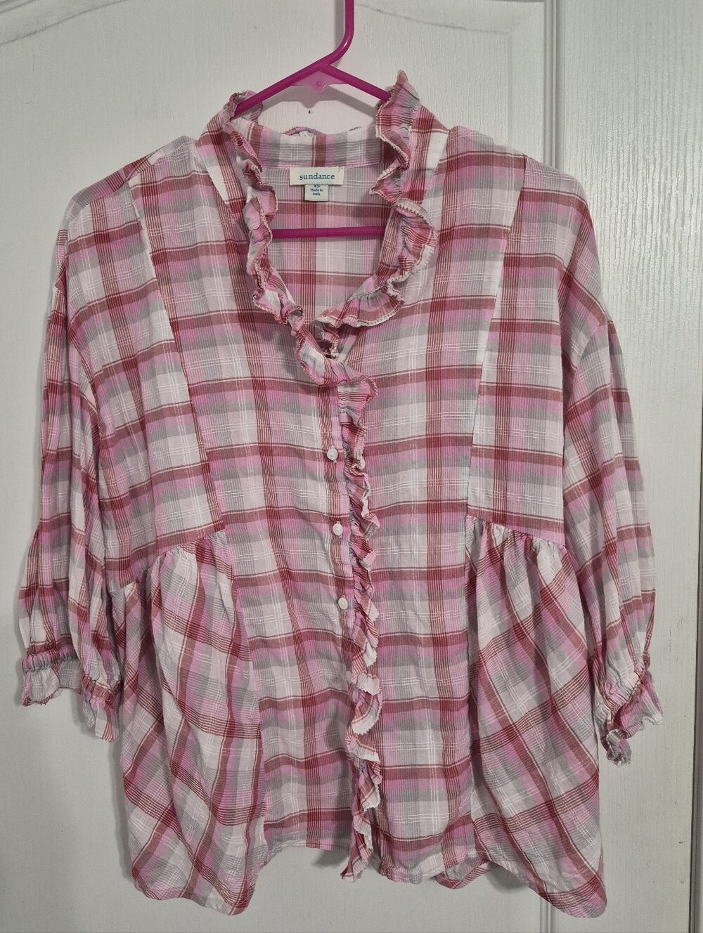 Sundance Janis Plaid Top Sz XS